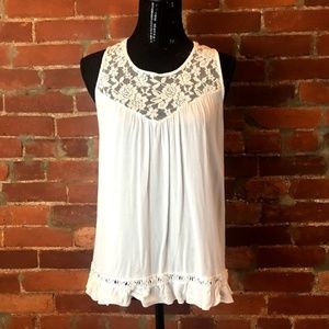 Flowy White Top with Knit Pattern